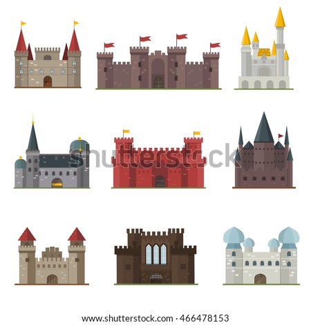 Cartoon fairy tale castle tower icon Royalty-Free Stock Photo #466478153