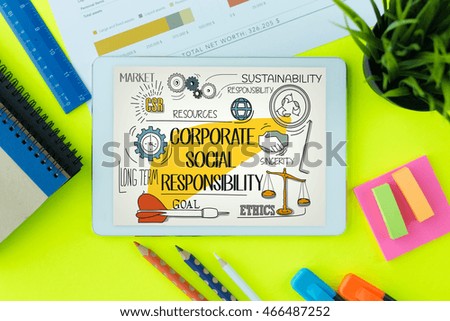 Corporate Social Responsibility Concept on Tablet PC Screen