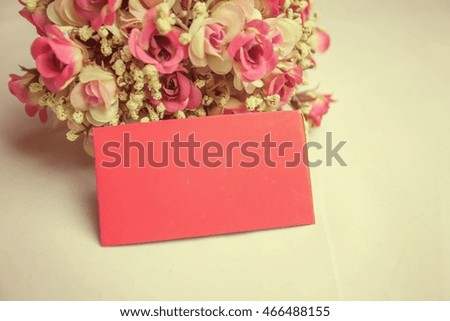 Postcard with fresh flowers vintage , select focus , blur background