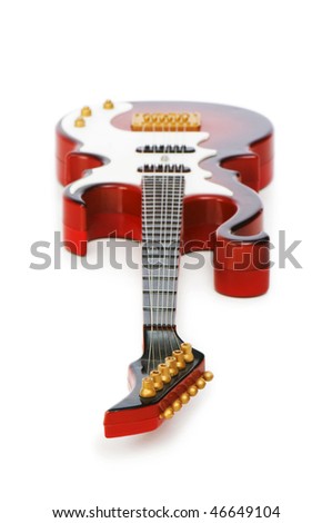 Wood guitar isolated on the white background