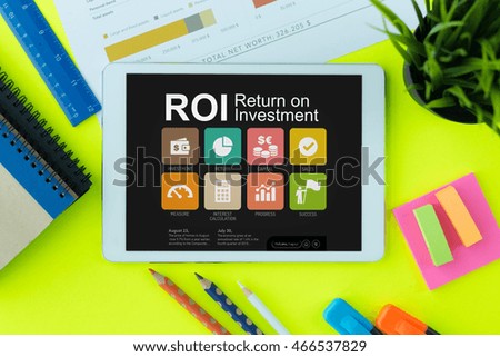 ROI Return on Investment Concept on Tablet PC Screen
