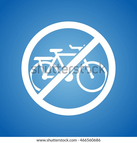 No Bicycle Icon on blue color. 