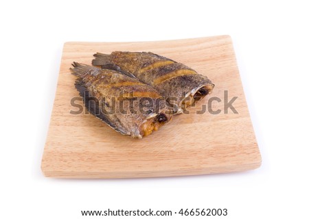 Trichogaster pectoralis, fried salid fish thai food.