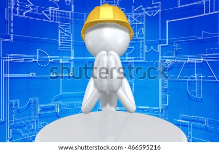 Construction Worker Character 3D Illustration