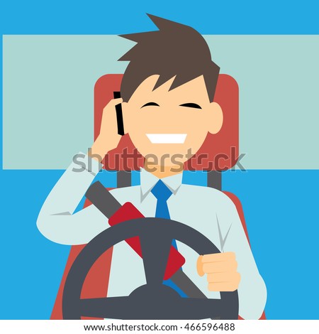 driver using phone while driving, safety driving concept-vector Royalty-Free Stock Photo #466596488