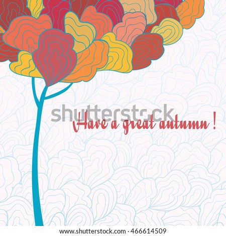 Decorative autumn tree for your design. Doodle illustration.Make clipping mask.Clip art for design.