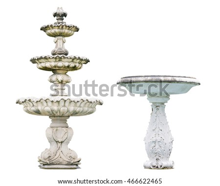 Roman fountain basin isolated on white background Royalty-Free Stock Photo #466622465