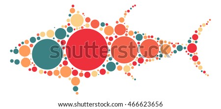tuna shape vector design by color point