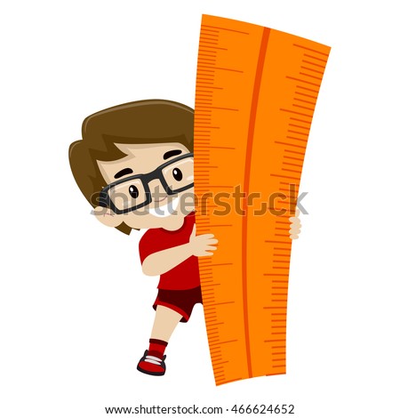 Vector Illustration of a Little Boy holding a Big Ruler