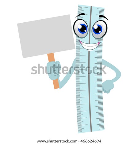 Vector Illustration of Ruler Mascot holding a Placard