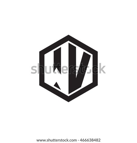 Initial letters WV negative space hexagon shape monogram logo
