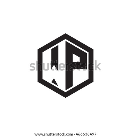 Initial letters WP negative space hexagon shape monogram logo