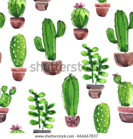 watercolor cactus pattern
