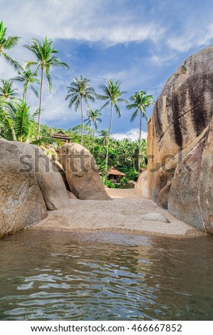 Beautiful beach and stones. Coral Bay, Koh Samui, Thailand. Coral Bay, Koh Samui, Thailand