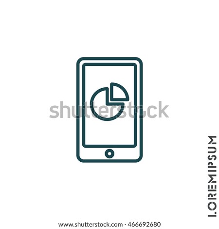 Web line icon. Smartphone with business graphs