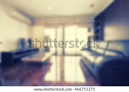 Abstract blur beautiful iving room interior for background - Vintage Light Filter