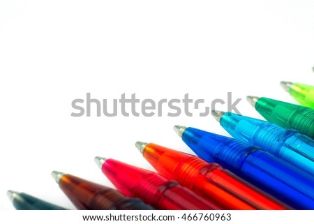 colorful ballpoint pen on white background