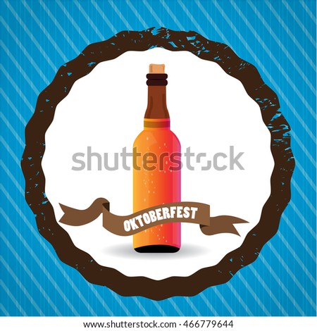Oktoberfest label design with a beer bottle, Vector illustration