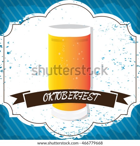 Oktoberfest vintage label design with a ribbon, Vector illustration