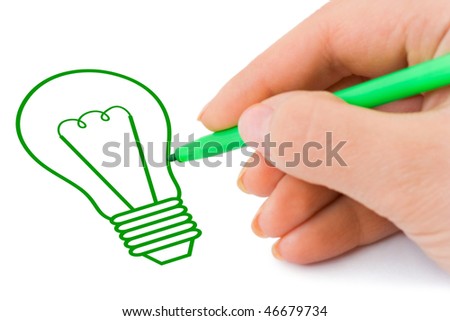 Hand sketching lamp isolated on white background