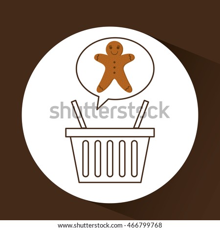 fresh cookie bakery products basket, vector illustration
