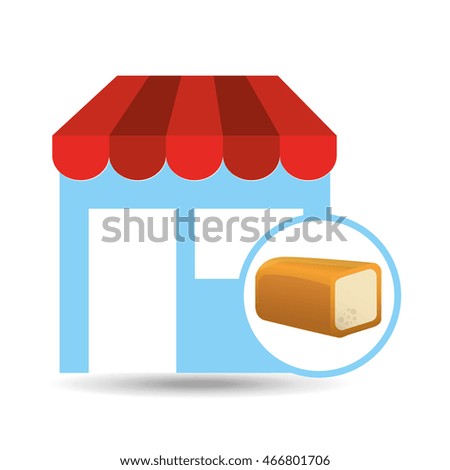 selling fresh loaf, bakery products, vector illustration