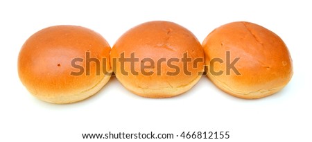 Stack hamburger buns on white background 