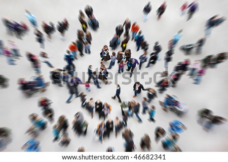 Crowds of people in an urban setting. Royalty-Free Stock Photo #46682341