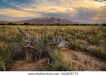 New Mexican sunset over Sandia Mountains Royalty-Free Stock Photo #466828772