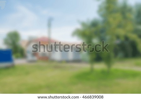 Large warehouse exterior theme creative abstract blur background with bokeh effect