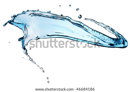 Blue water splashing on a backdrop.