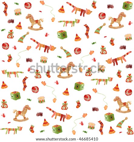 Seamless pattern: baby toys illustration isolated on white