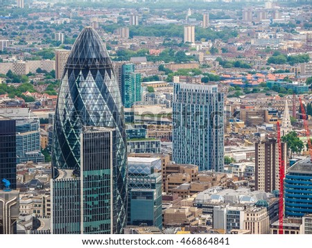 High dynamic range HDR Aerial view of the city of London, UK