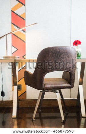 Working table and chair decoration in living room interior