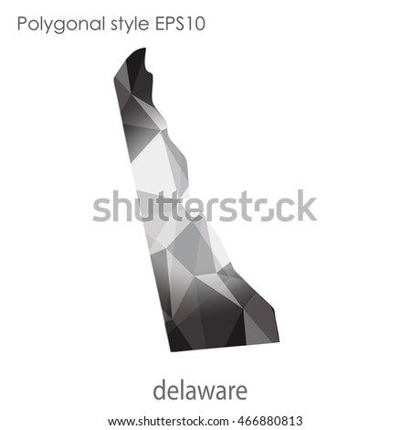 Delaware map in geometric polygonal,mosaic style.Abstract gems triangle,modern design background. Vector illustration EPS10.
