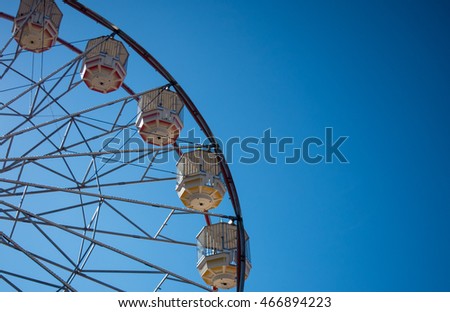 Ferris wheel carriages with a clear sky at Brisbane Exhibition 