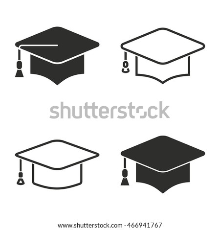 Graduation cap vector icons set. Illustration isolated on white background for graphic and web design.