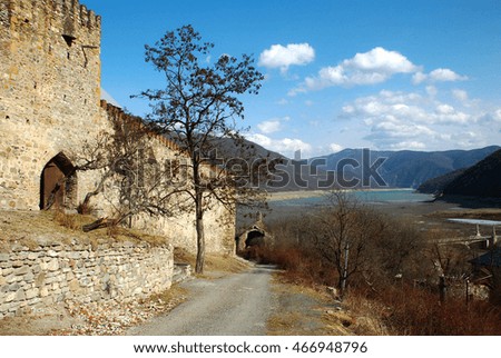 Ancient castle in the Caucasus mountains, Georgia