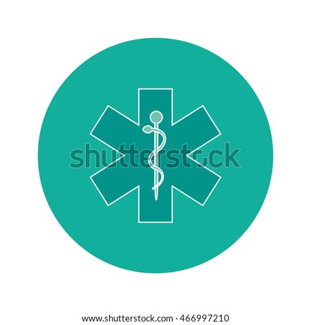 flat design rod of asclepius icon vector illustration