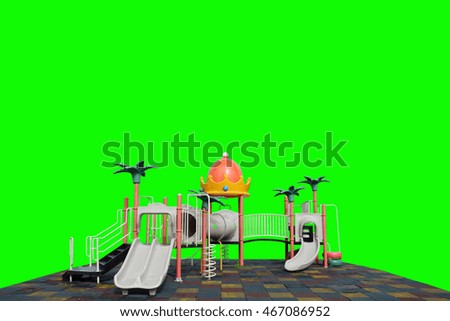 Old playground isolated on green background.
