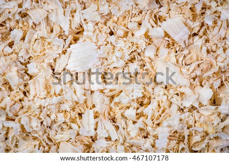 Closeup shot of wood chips in a pile.