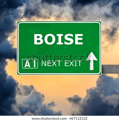 BOISE road sign against clear blue sky