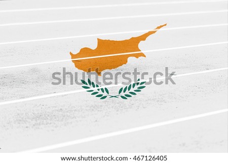 running athletic race track with blending  Cyprus flag
