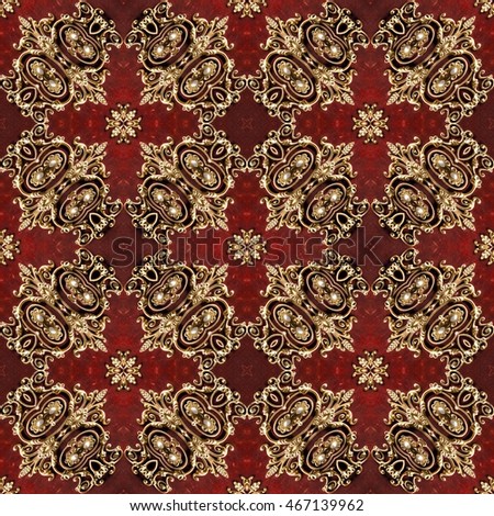 Golden ornament - kaleidoscopic wallpaper tiles, seamless