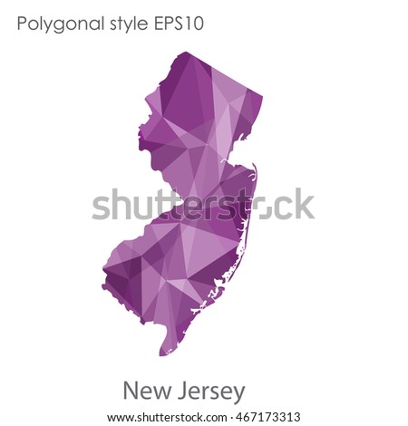 New Jersey map in geometric polygonal,mosaic style.Abstract gems triangle,modern design background. Vector illustration EPS10
