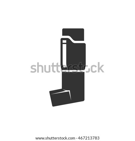Asthma inhaler icon in single grey color. Breath relieve help