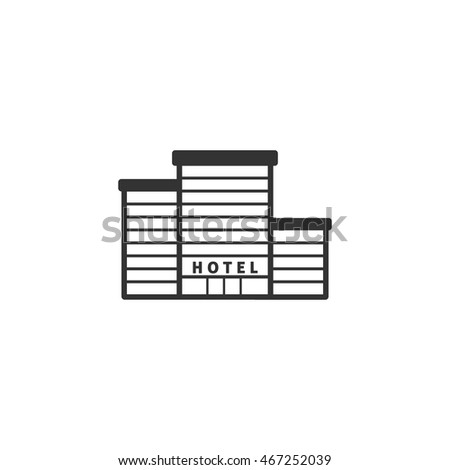Hotel building icon in single grey color. Accommodations sleep night travel