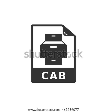 Cab file format icon in single grey color. Compressed office file data computer
