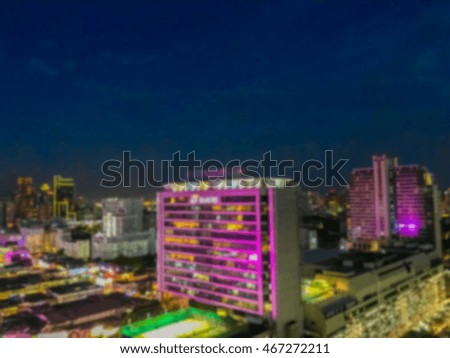 Abstract blur beautiful bangkok city skyline for background