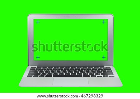 modern laptop whit green screen background